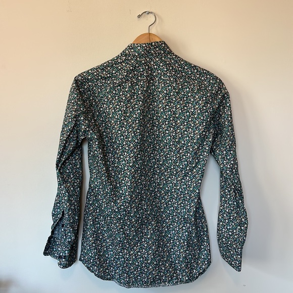 George’s Tailoring Floral Green White Blue Button Up Shirt size S Custom Fit - Picture 5 of 9